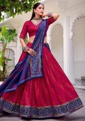 Pink Embroidered Silk Lehenga Set