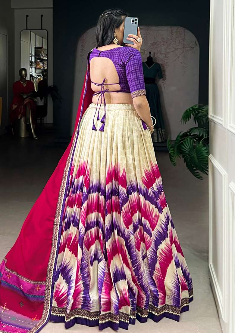 Purple Silk Blend Lehenga Set with Embroidered for Diwali | Wedding & Festive Wear - Indya
