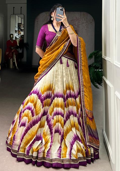 Wine Embroidered Silk Lehenga Set