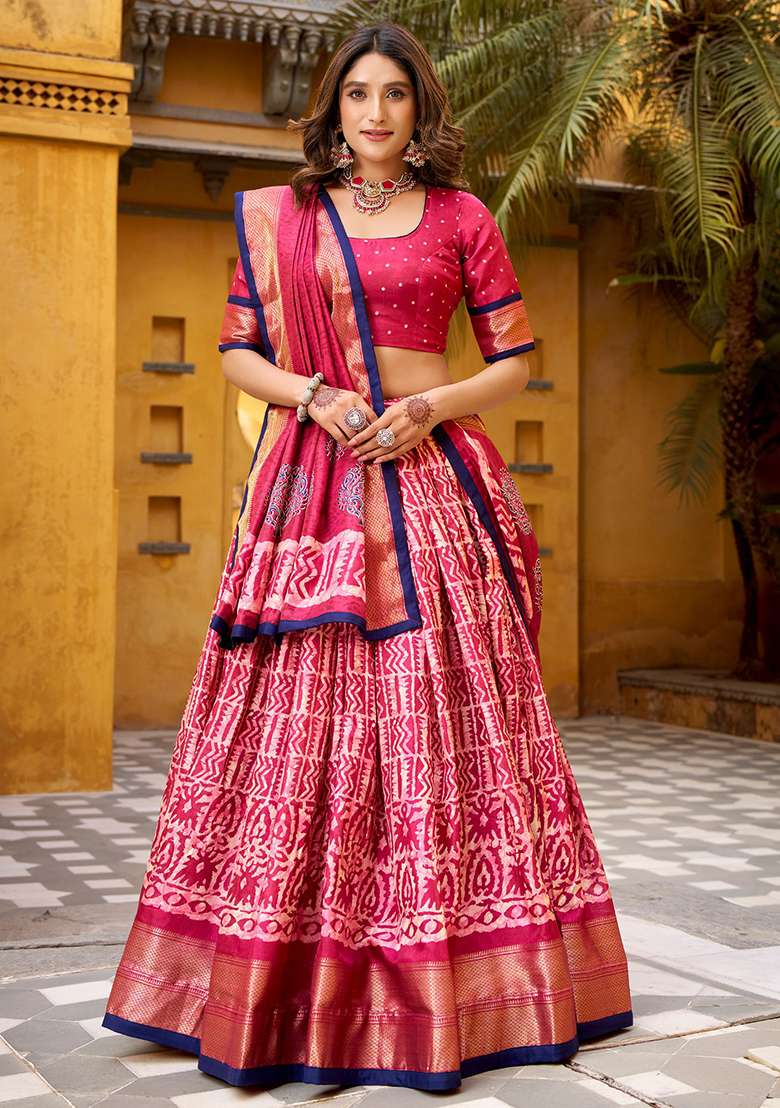 Gajari Embroidered Silk Blend Chaniya Choli Set For Navratri And Garba for Diwali and Festive Wear - Indya