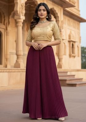 Multicolor Plain Blended Lehenga Set