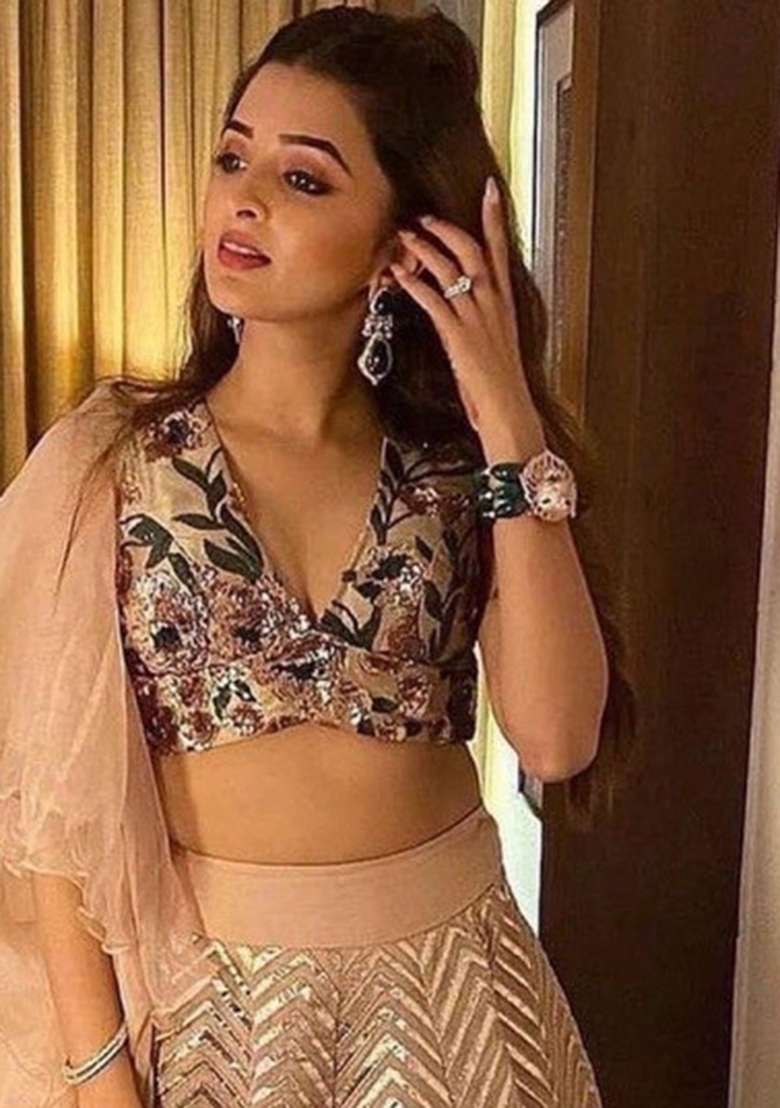 Cream Silk Blend Lehenga Set with Embroidery for Diwali | Wedding & Festive Wear - Indya