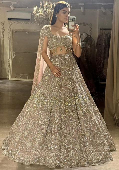 Baby Pink Embroidery Georgette Lehenga Set