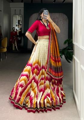 Red Embroidery Silk Lehenga Set