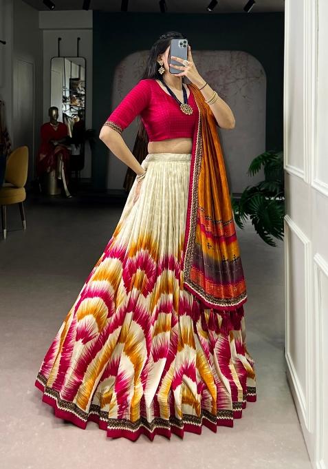 Red Embroidery Silk Lehenga Set