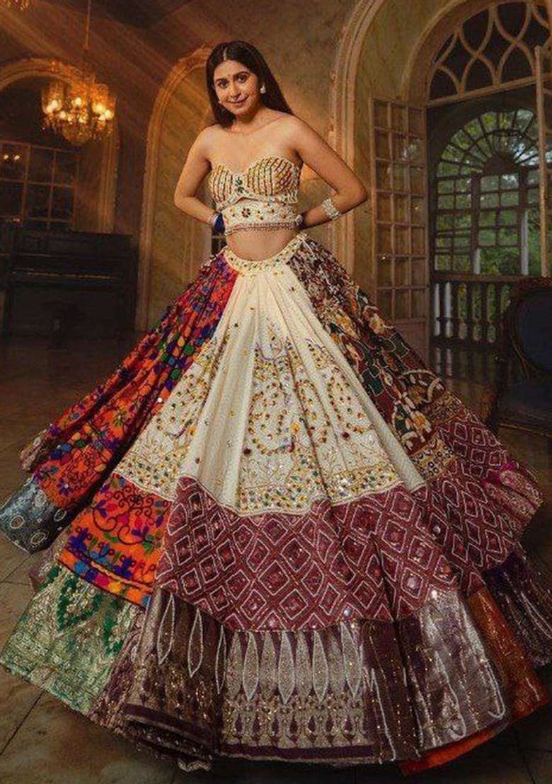 Multi Color Digital Print Silk Blend Chaniya Choli Set For Navratri And Garba for Diwali and Festive Wear - Indya