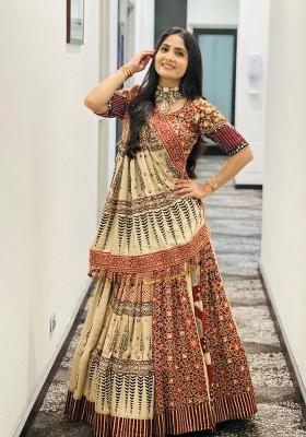 Multi Color Digital Print Silk Lehenga Set