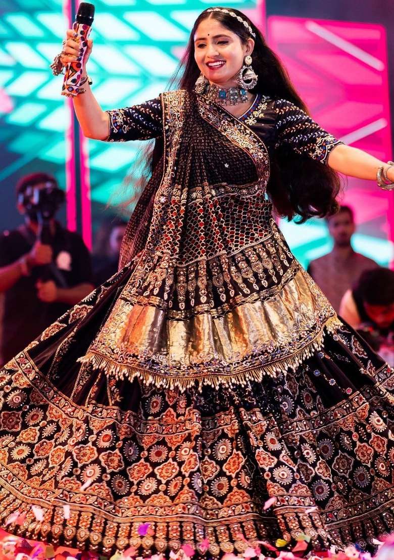 Multi Color Digital Print Silk Blend Chaniya Choli Set For Navratri And Garba for Diwali | Wedding & Festive Wear - Indya