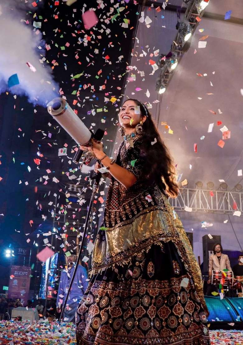 Multi Color Digital Print Silk Blend Chaniya Choli Set For Navratri And Garba for Diwali | Wedding & Festive Wear - Indya