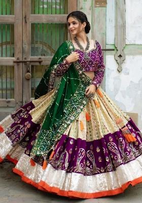 Multi Color Digital Print Silk Lehenga Set
