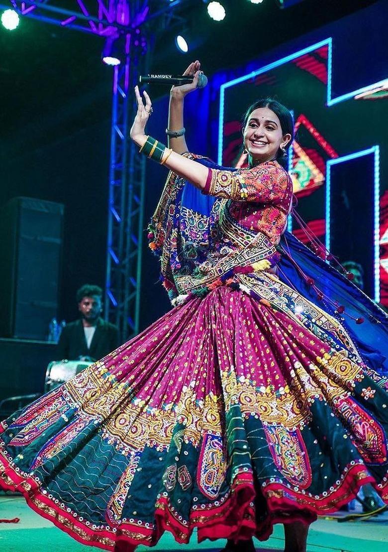 Multi Color Digital Print Silk Lehenga Set - Indya