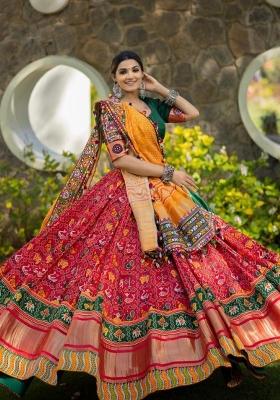 Multi Color Digital Print Silk Lehenga Set