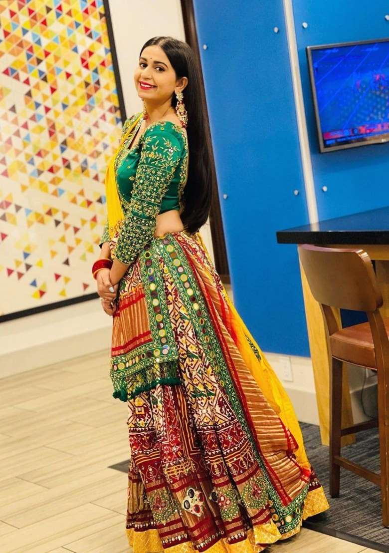 Multi Color Digital Print Silk Blend Chaniya Choli Set For Navratri And Garba for Diwali | Wedding & Festive Wear - Indya