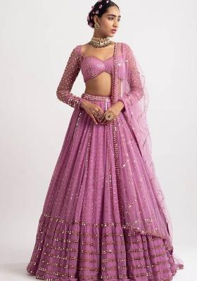Baby Pink Embroidery Georgette Lehenga Set