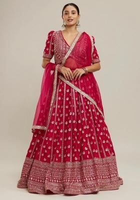 Pink Embroidery Georgette Lehenga Set