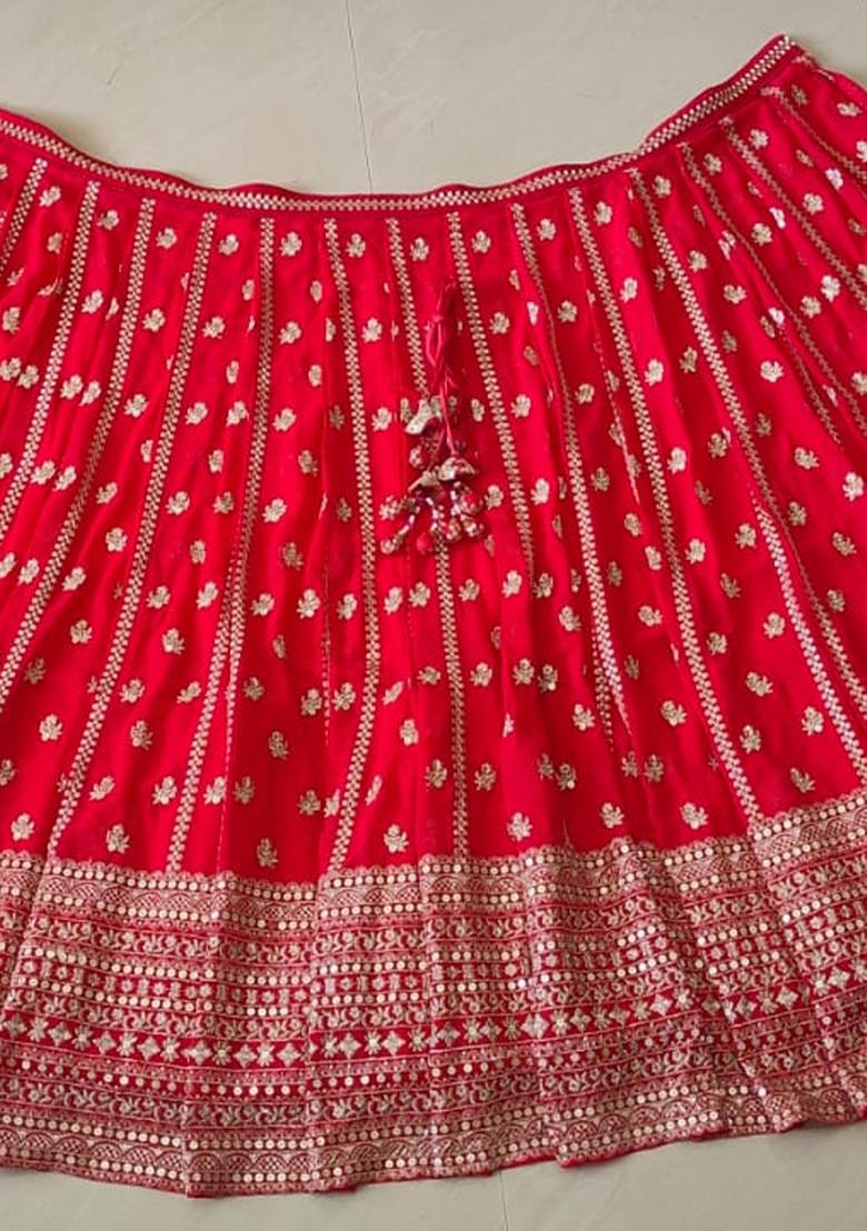 Pink Embroidery Georgette Lehenga Set - Indya