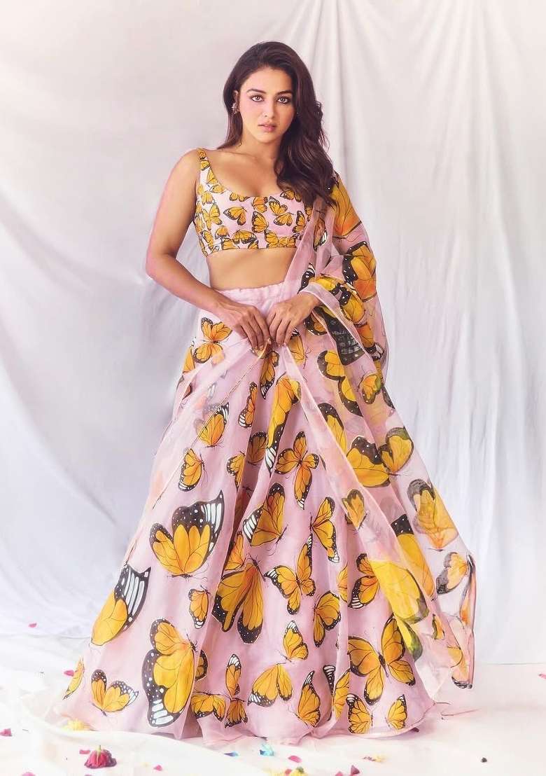 Multicolor Organza Lehenga Set with Embroidery for Diwali | Wedding & Festive Wear - Indya
