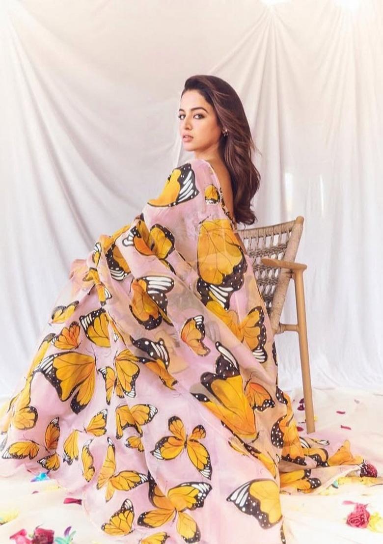 Multicolor Embroidery Organza Lehenga Set - Indya