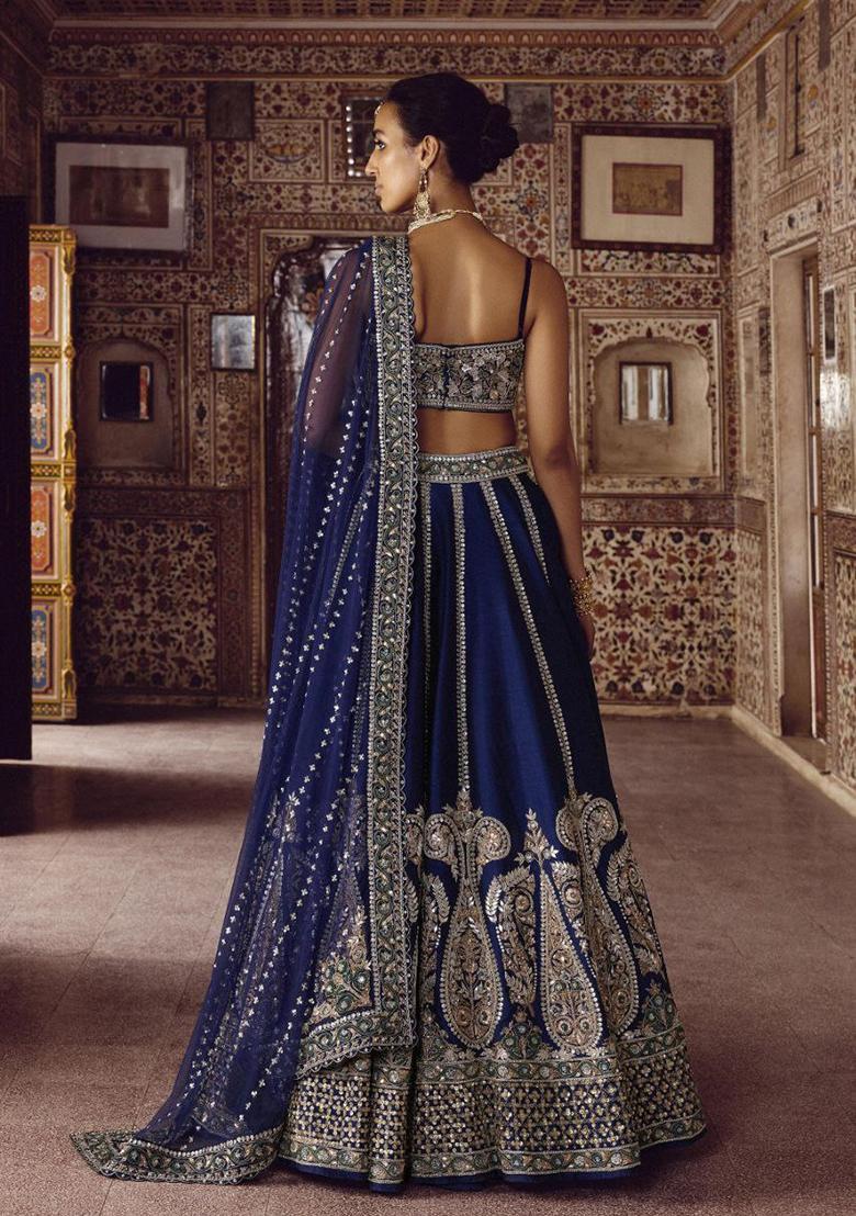 Multicolor Embellished Silk Lehenga Set - Indya