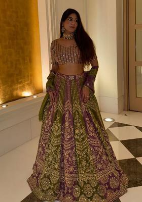 Multicolor Embellished Georgette Lehenga Set