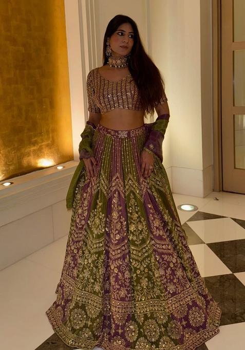 Multicolor Embellished Georgette Lehenga Set