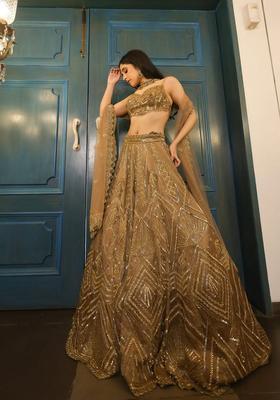 Multicolor Embellished Net Lehenga Set