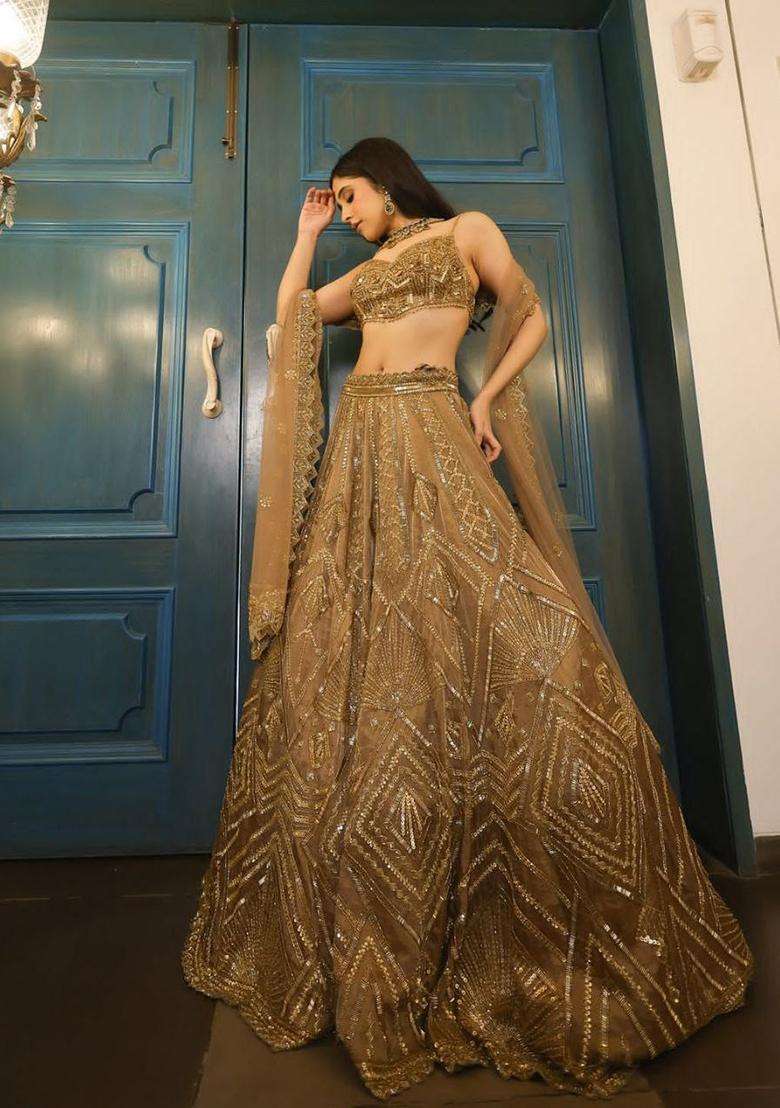 Multicolor Embellished Net Lehenga Set for Diwali and Festive Wear - Indya