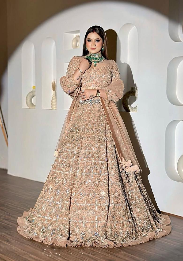 Multicolor Embellished Net Lehenga Set - Indya