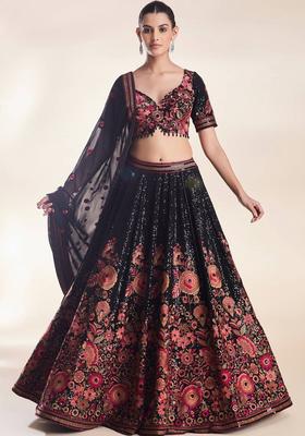 Multicolor Embellished Georgette Lehenga Set