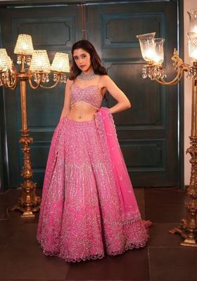 Multicolor Embellished Net Lehenga Set