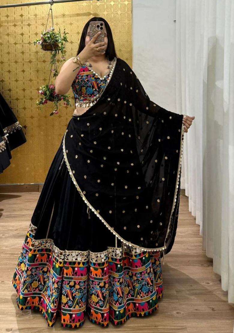 Multicolor Sequins Net Lehenga Set for Diwali and Festive Wear - Indya