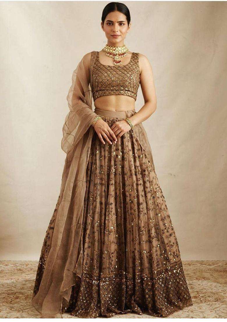 Multicolor Sequins Satin Lehenga Set for Diwali and Festive Wear - Indya