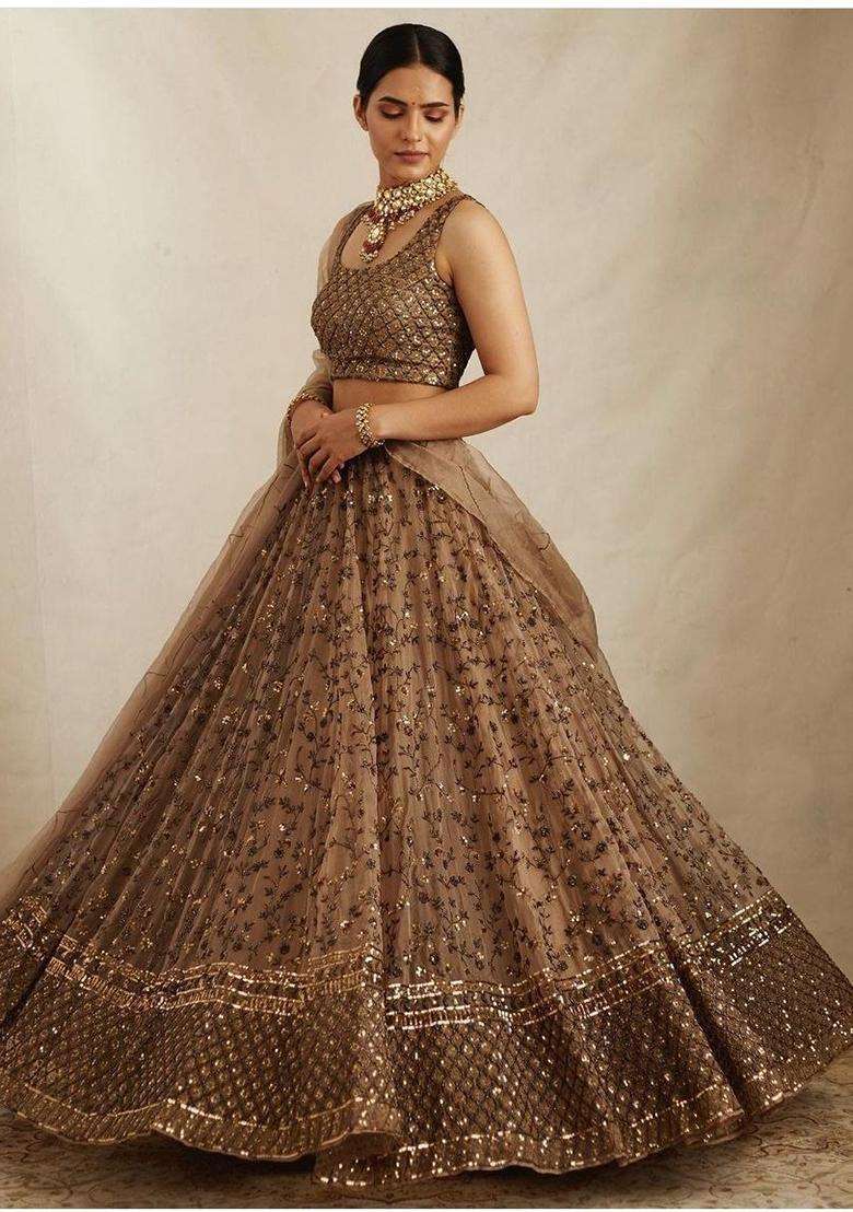 Multicolor Sequins Satin Lehenga Set for Diwali and Festive Wear - Indya
