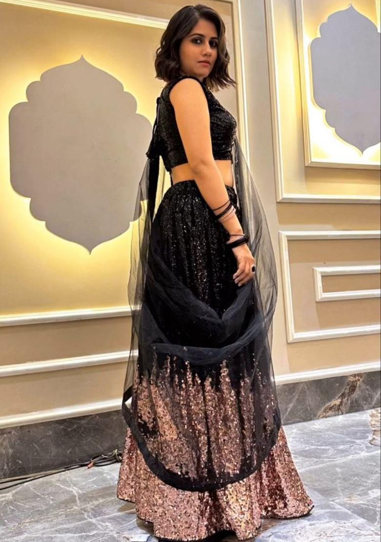 Multicolor Sequins Georgette Lehenga Set - Indya