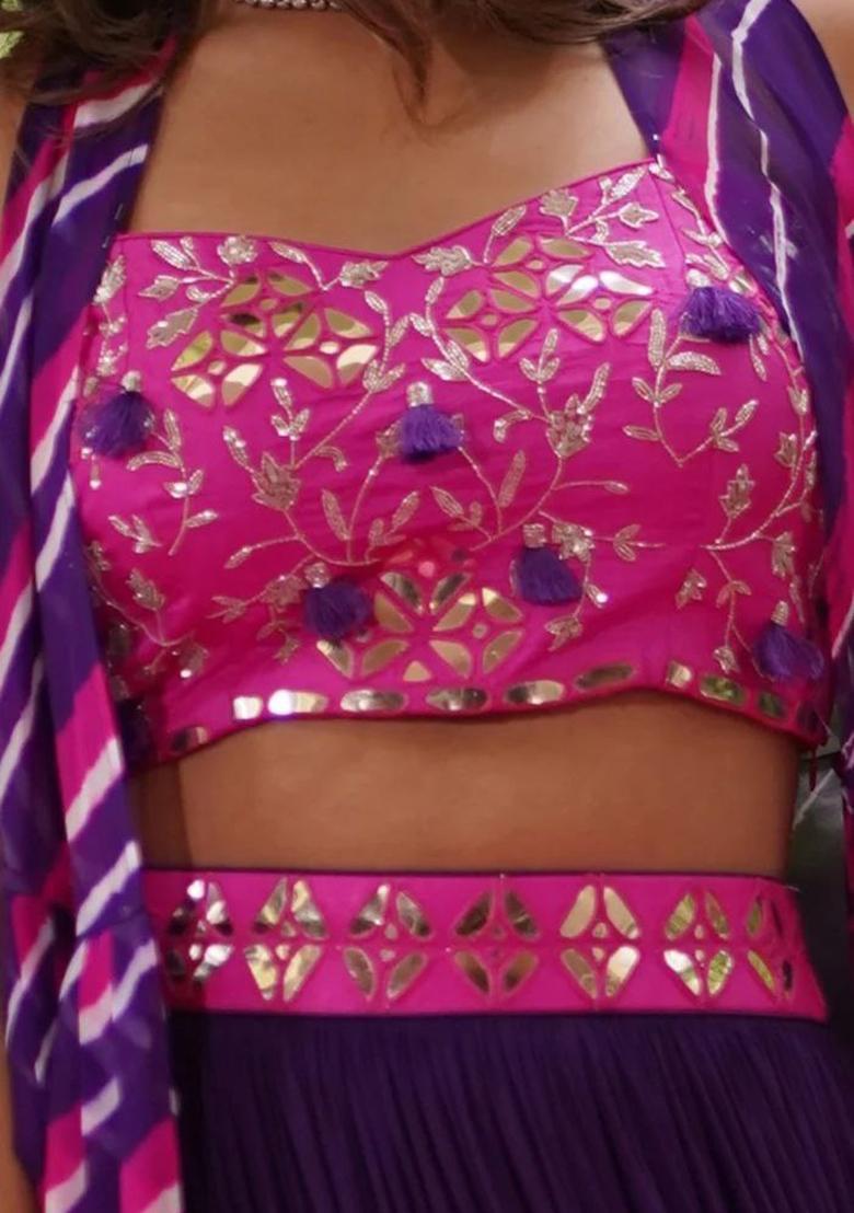 Multicolor Embellished Georgette Lehenga Set - Indya