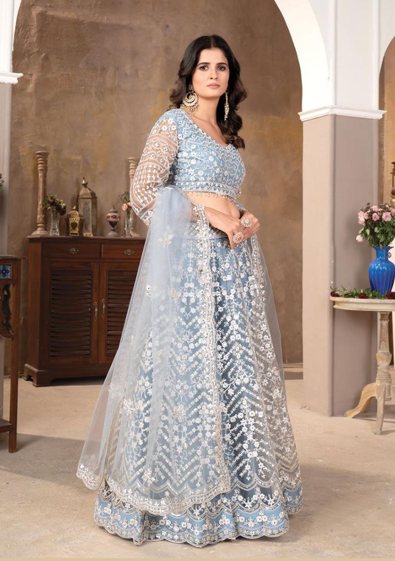 Multicolor Sequins Net Lehenga Set - Indya