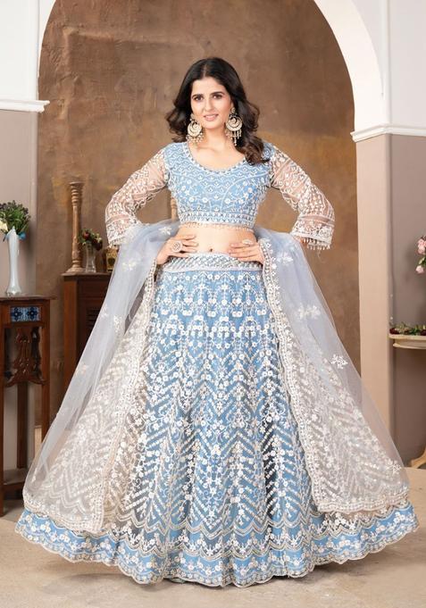 Multicolor Sequins Net Lehenga Set