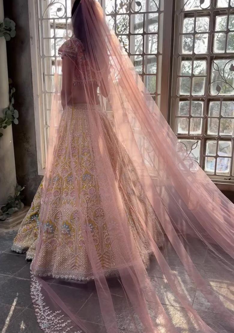 Multicolor Embroidery Silk Lehenga Set - Indya