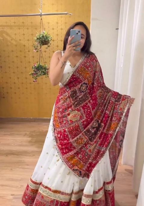 Multicolor Embroidery Georgette Lehenga Set