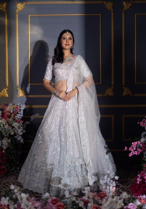 Multicolor Embroidery Georgette Lehenga Set