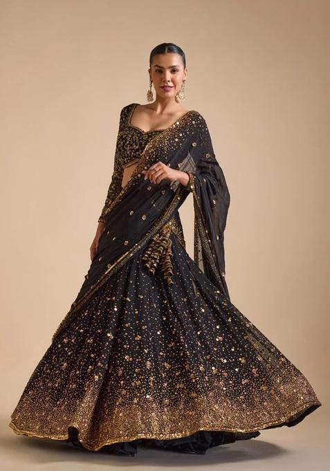 Multicolor Embroidery Georgette Lehenga Set