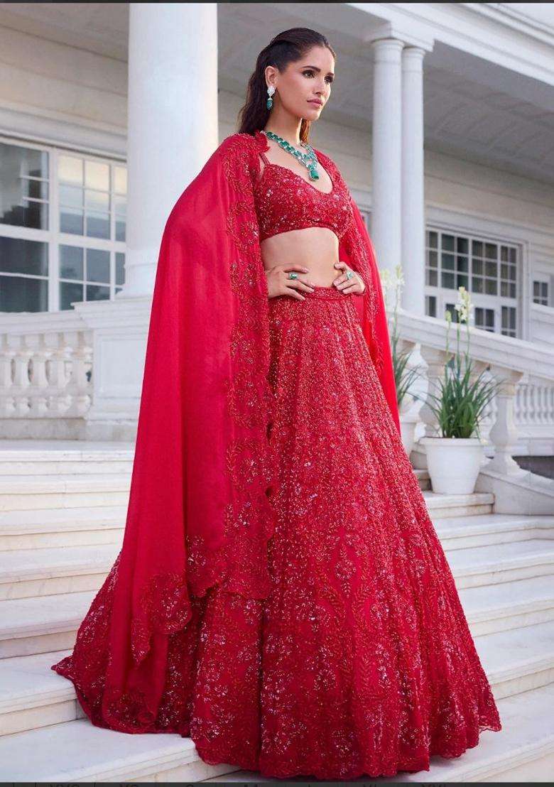 Multicolor Embroidery Silk Blend Lehenga Set for Diwali and Festive Wear - Indya