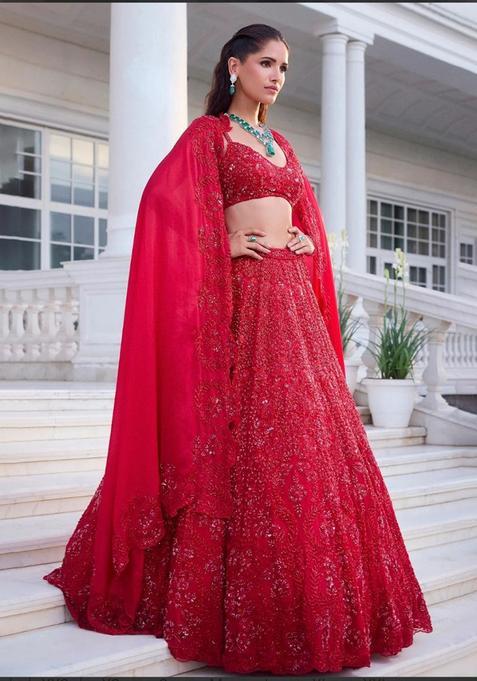 Multicolor Embroidery Silk Lehenga Set