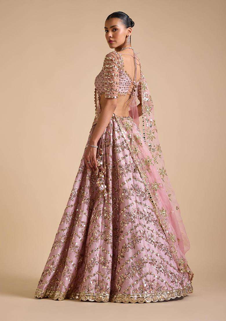 Multicolor Silk Blend Lehenga Set with Sequins for Diwali | Wedding & Festive Wear - Indya