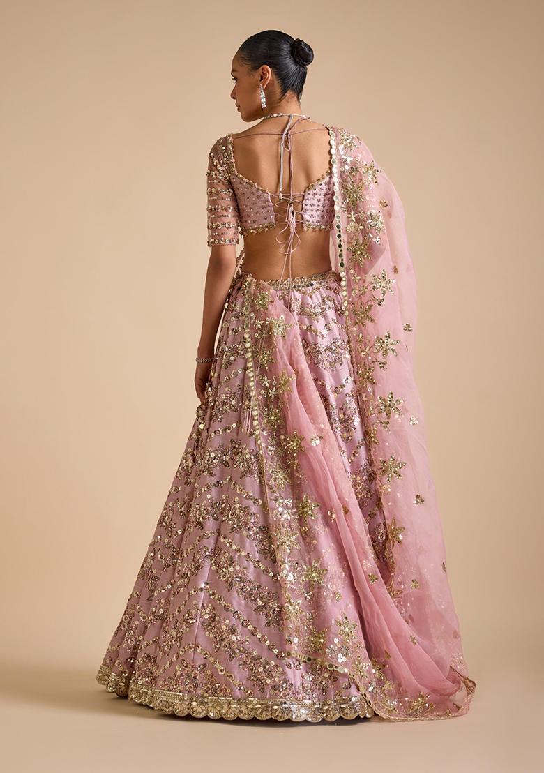 Multicolor Sequins Silk Lehenga Set - Indya
