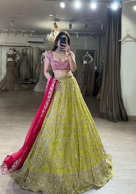 Multicolor Dori Work Georgette Lehenga Set