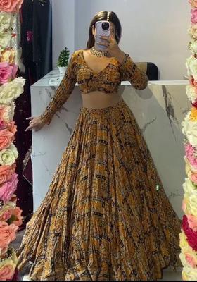 Multicolor Printed Silk Lehenga Set