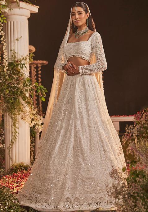 Multicolor Embroidery Net Lehenga Set