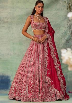 Multicolor Embroidery Silk Lehenga Set