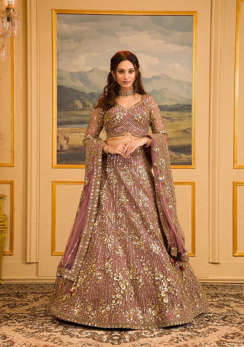 Multicolor Embroidery Georgette Lehenga Set - Indya